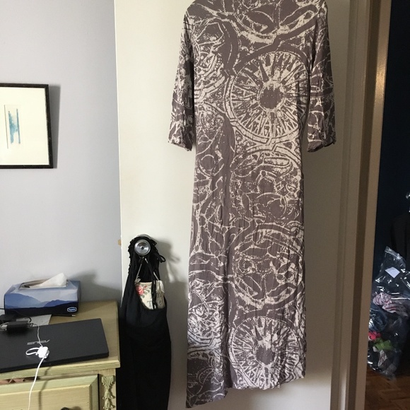 BRYN WALKER Stretch Viscose Print Asymmetric Hem Dress M - Picture 4 of 7